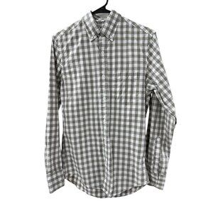 🍒 2/$20 🍒Olive Green and White Checked Long Sleeve JCrew Button Up Shirt sz XS